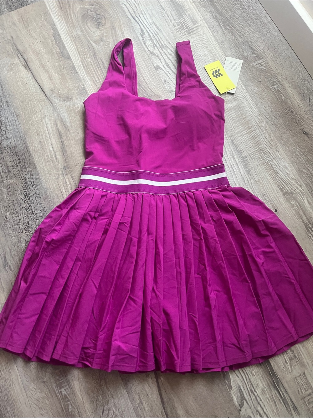 all in motion Magenta Pleated Tank Dress BUILT IN bra and shorts